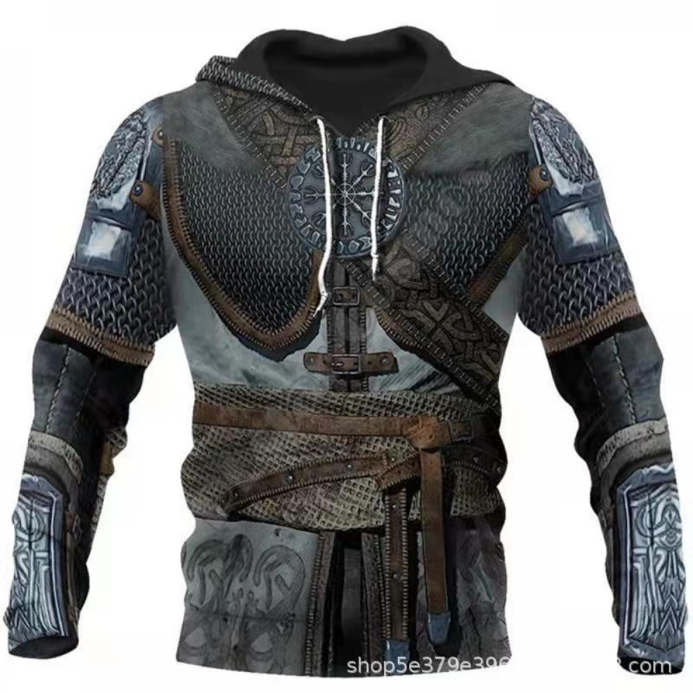 Trendy 3D Viking Warrior Print Men's Hoodie