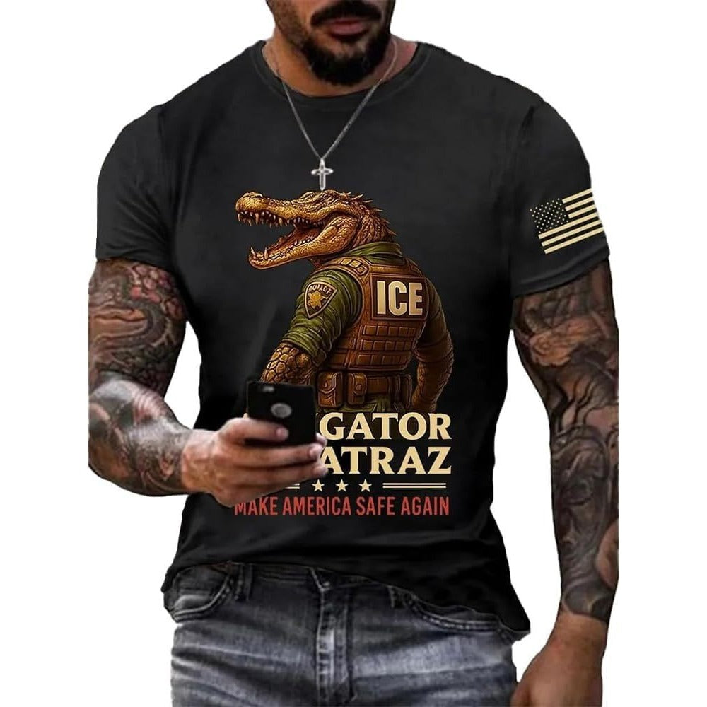 Summer Men's Loose Casual Round-Neck Printed T-Shirt