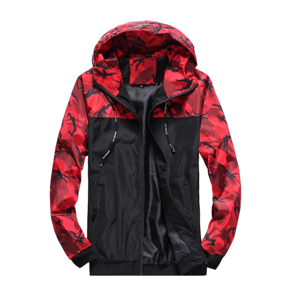 Camouflage Men's Workwear Hooded Color-Block Jacket