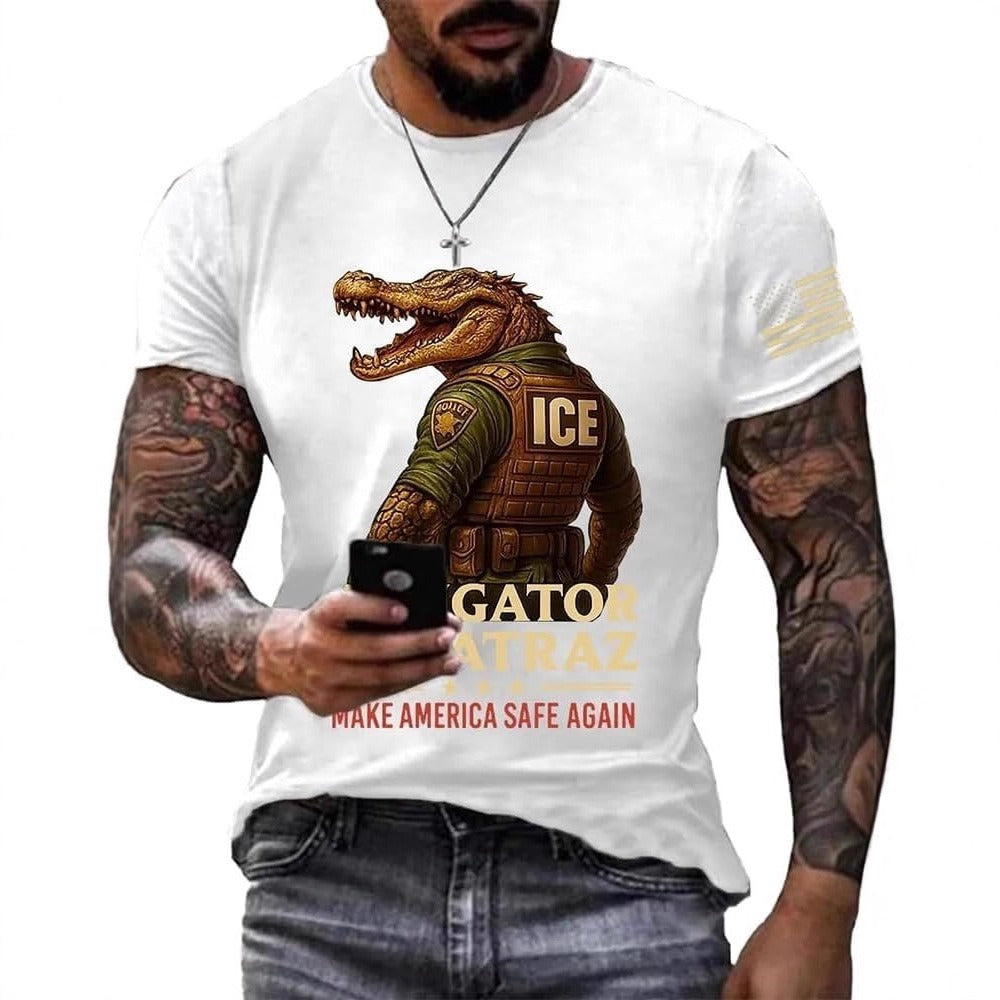 Summer Men's Loose Casual Round-Neck Printed T-Shirt