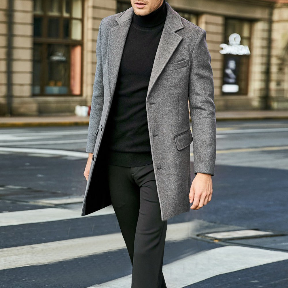 Men's Overcoat Thickened Single-Breasted Wool Coat