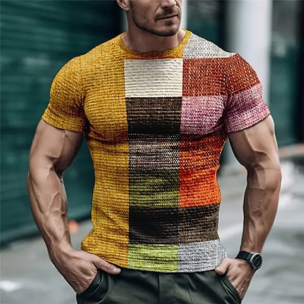 Summer Men's Round-Neck Printed Sportswear Casual Top