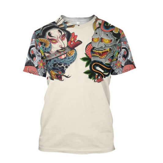 2023 Summer Men's Digital Print Youth Letter Graphic Casual Tee