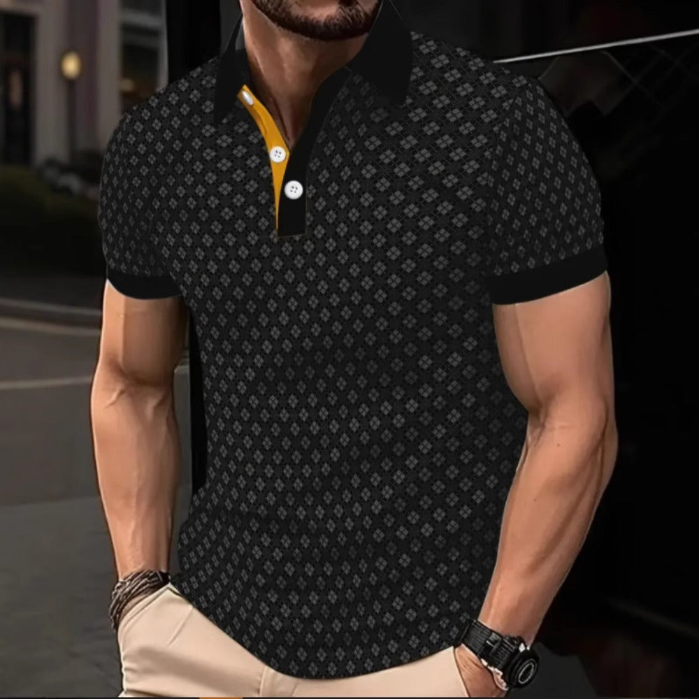 Daily Casual Men's Short Sleeve Polo Shirt Fashion 3D Print Turn-Down Collar Polo Shirt Men's Wear