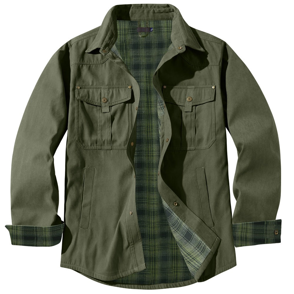 US-Size Men's Oversized Plaid Flannel Retro Western Jacket