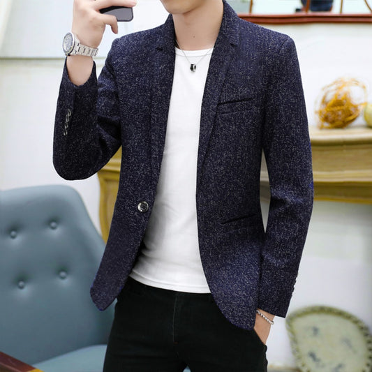 New Business Casual Slim Fit KoreanStyle FleeceLined Men's Blazer