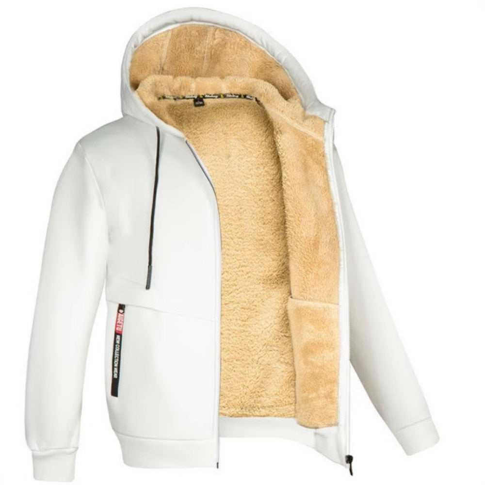 Trendy Men's Winter Hoodie Thick Fleece-Lined Warm Jacket
