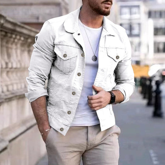 Men's Stylish Slim-Fit Casual Jacket Multi-Pocket Button-Up Workwear Coat