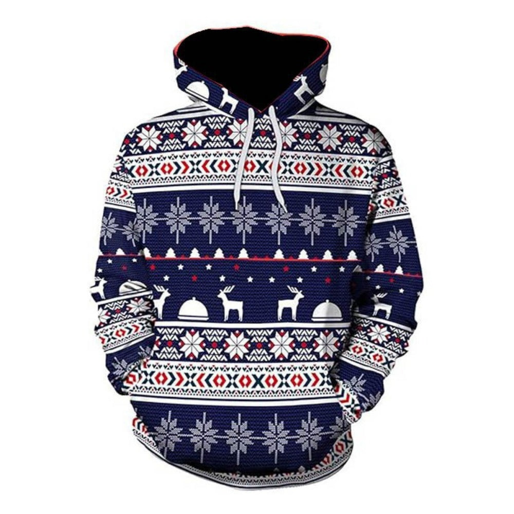 Christmas Men's Hoodie Trendy 3D Digital Print Loose Fit Streetwear