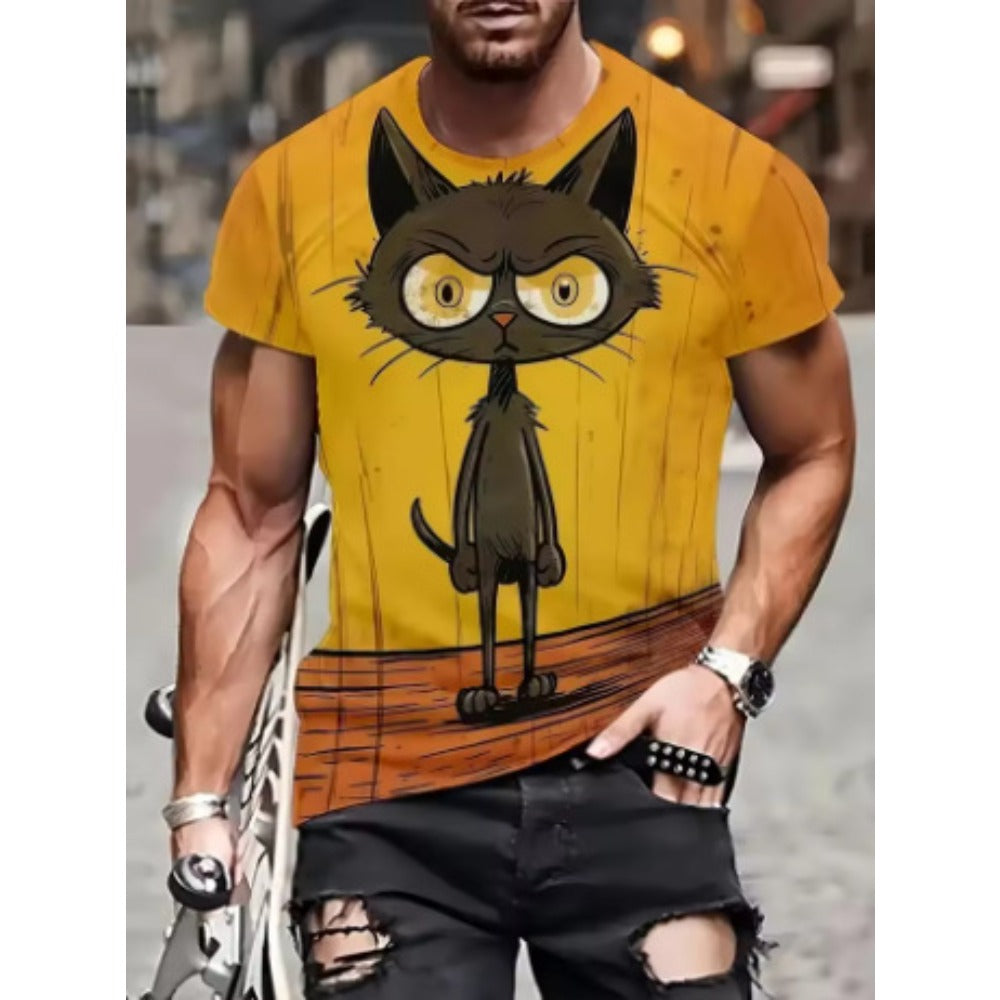 Streetwear 3D Digital Print Animal Graphic Men's Round-Neck Tee
