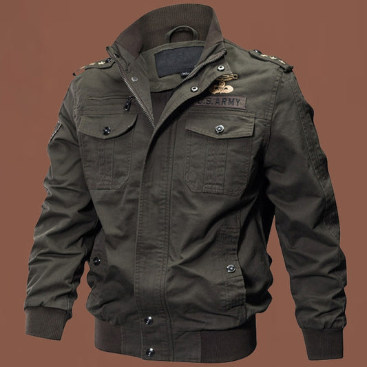 New Men's Multi-Pocket Workwear Stand Collar Jacket