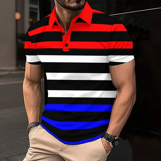 Summer 3D Digital Print Office Casual Men's Short Sleeve Polo Shirt Order