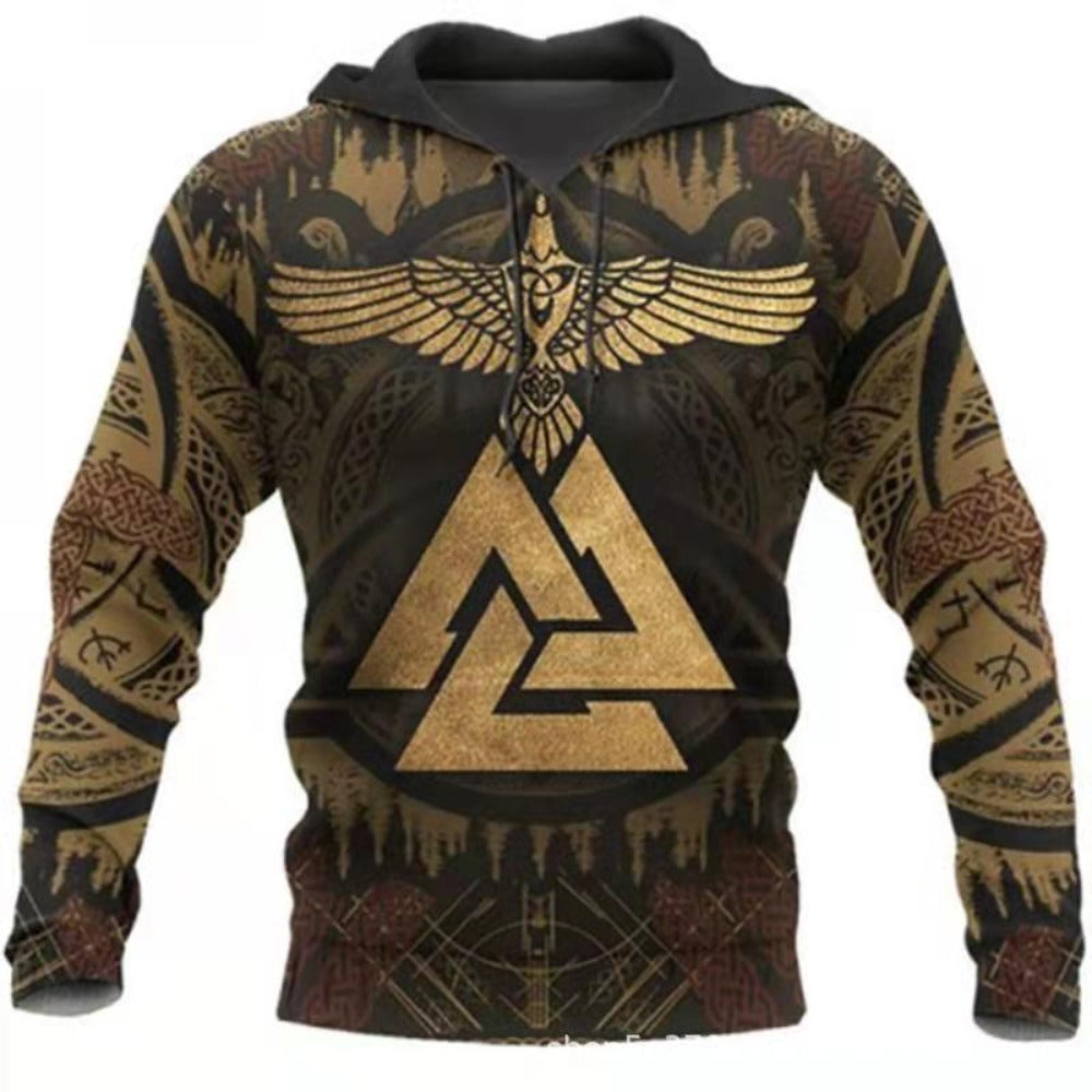 Trendy 3D Viking Warrior Print Men's Hoodie