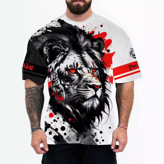 Street Style Men's Sportswear 3D Digital Print Loose Short-Sleeve Tee