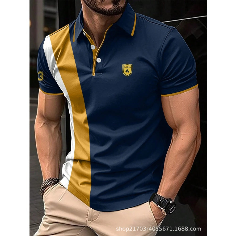 3D Digital Minimalist Color Print Series Three Men's Casual Polo Shirt