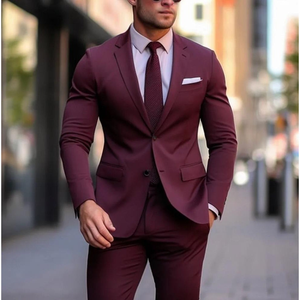 BanquetBusiness Men's Slim Fit Suit Set  PartyDance Tuxedo