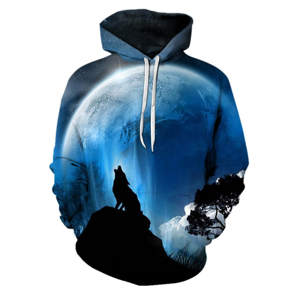 Bestseller Men's Hoodie 3D Printed Fierce Animal Wolf Fashion Trendy Pullover