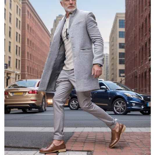 Men's Trendy Dragon-Phoenix Wool Blend Trench Coat
