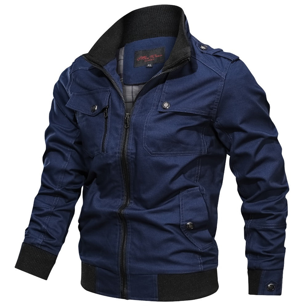 Casual Solid Color Stand Collar Jacket