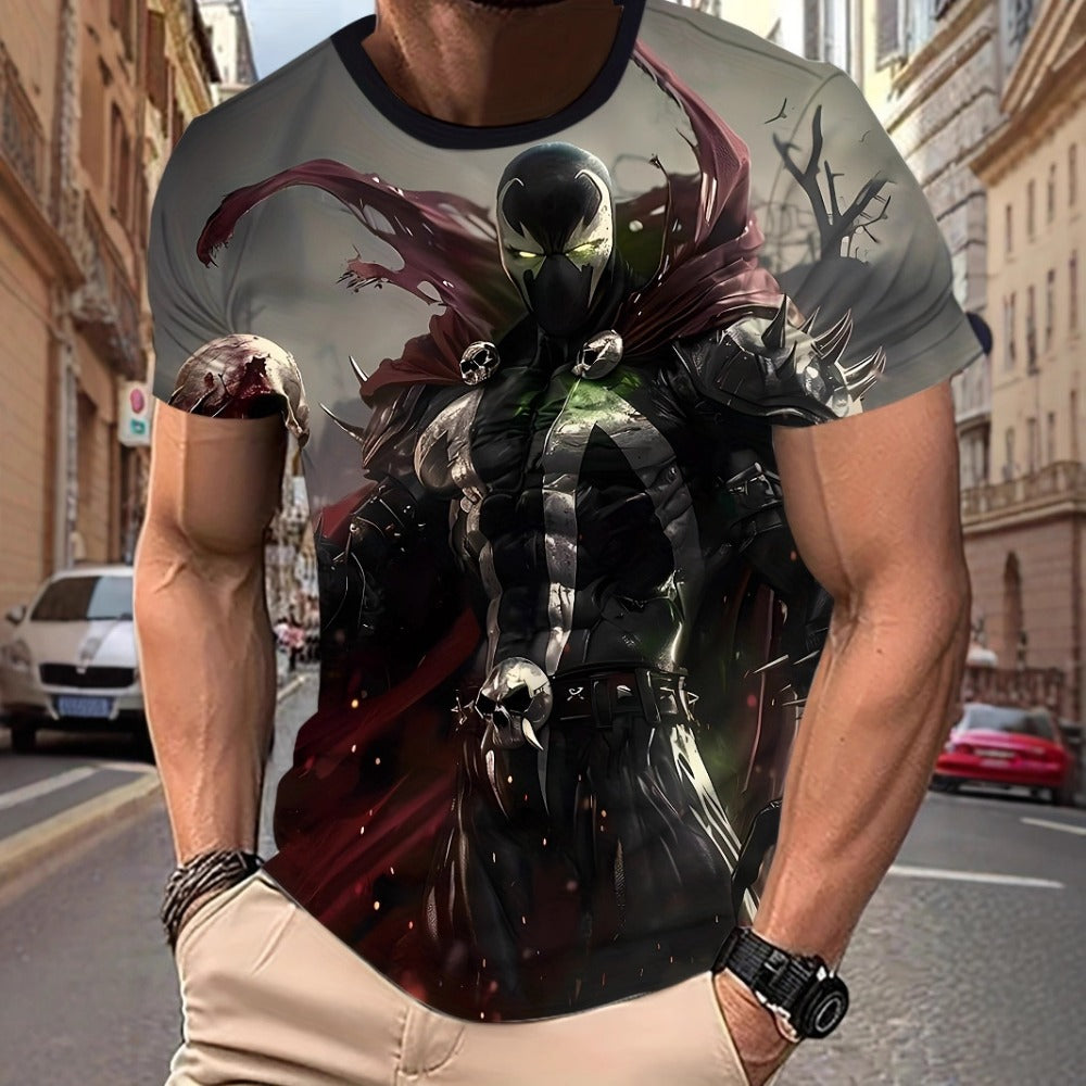 2023 Summer Pirate Theme 3D Print Oversized Men's Round-Neck Tee