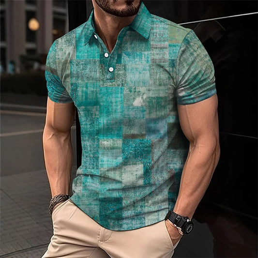 Bestseller Summer Retro American Comfort Large Size 3D Digital Print Turn-Down Collar Men's Polo Shirt