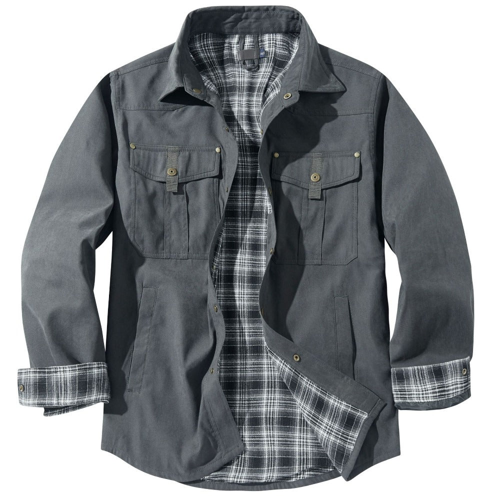 US-Size Men's Oversized Plaid Flannel Retro Western Jacket