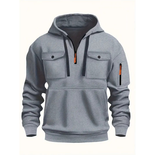New Men's Winter  Fashion V-Neck Zip-Up Pullover