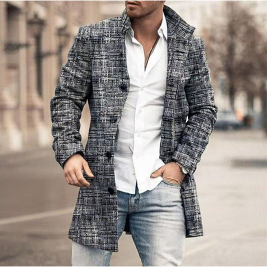 New Plaid Wool Blend Trench Coat