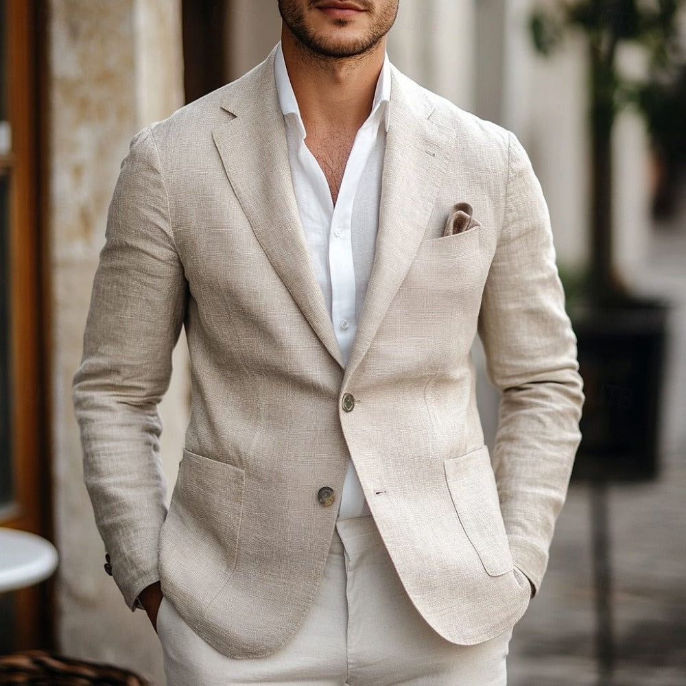 New Slim Fit TwoPiece Men's Suit  SingleButton Casual Blazer