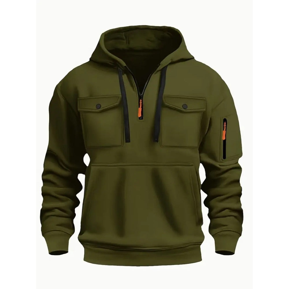 New Men's Winter  Fashion V-Neck Zip-Up Pullover