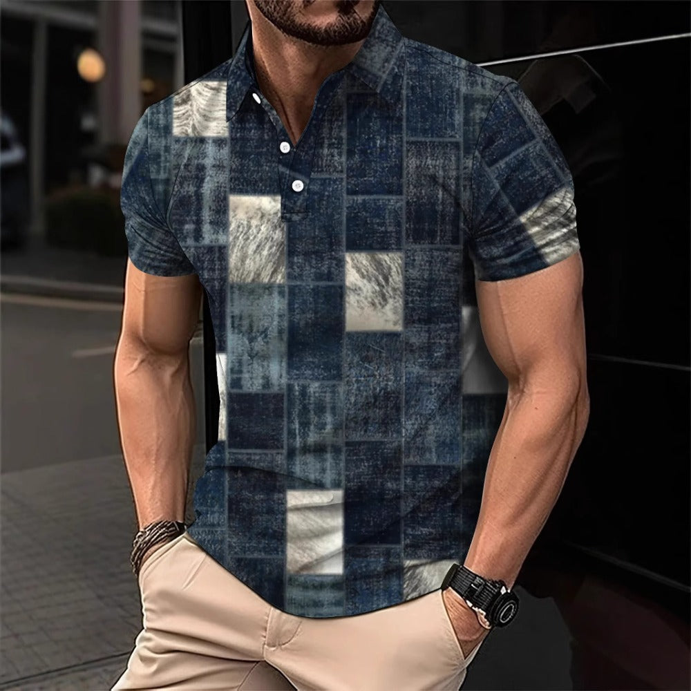 Bestseller Summer Retro American Comfort Large Size 3D Digital Print Turn-Down Collar Men's Polo Shirt