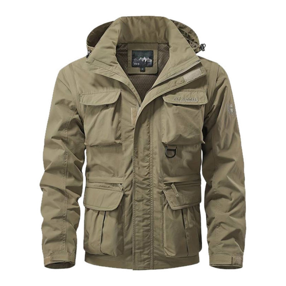 Euro-Size Men's Multi-Pocket Workwear Hooded Casual Jacket