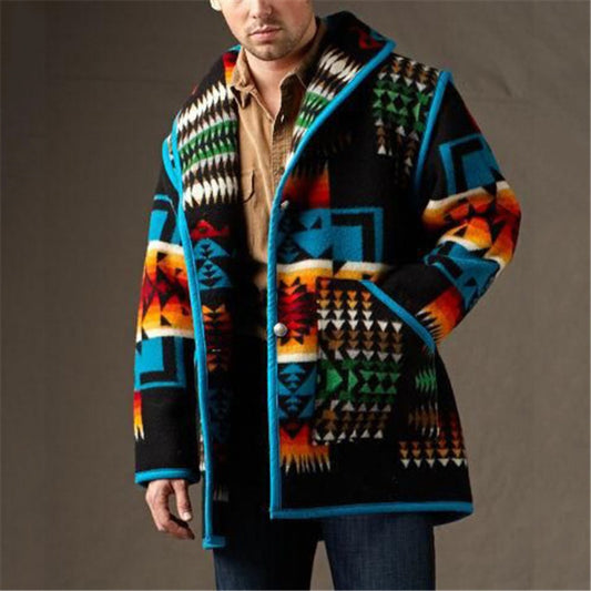 INS-Style Printed Short Wool Blend Coat