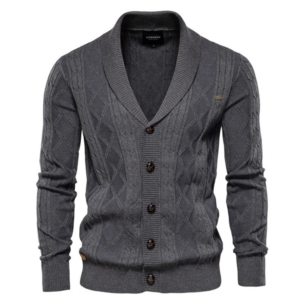 2025 Men’s V-Neck Cardigan Sweater - Trendy Thick Knit Pullover, Long Sleeve Cardigan Jacket for Men