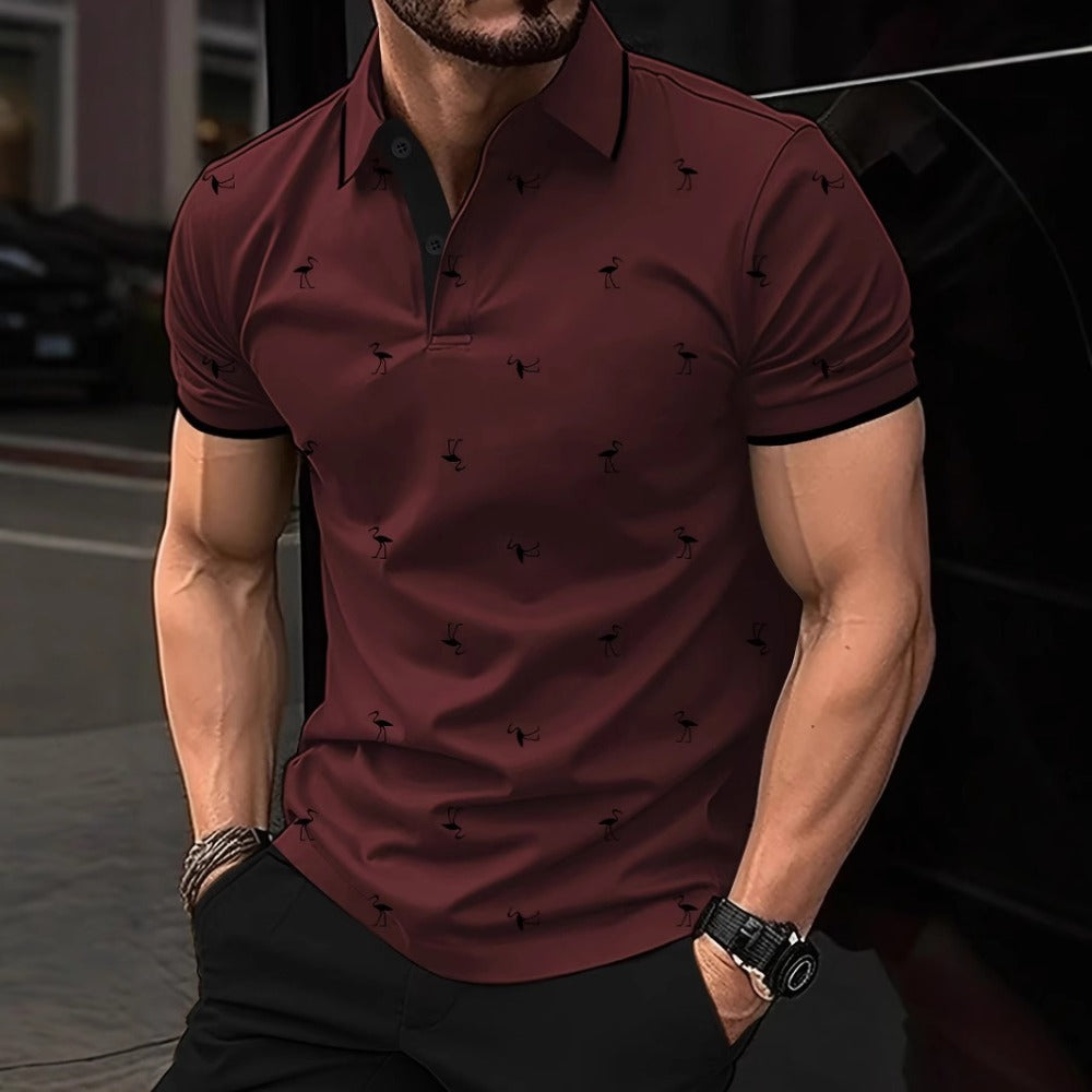 Season Men's Polka Dot Comfort Short Sleeve Polo Shirt Turn-Down Collar Button Loose Polo Shirt Men 3D Digital Print