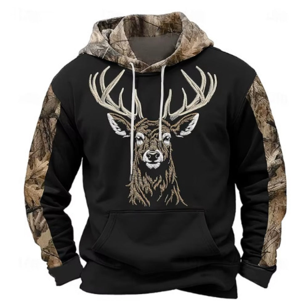 Men's Camo Sportswear Hoodie 3D Digital Print Deer Pattern Oversized Casual