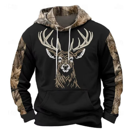 Men's Camo Sportswear Hoodie 3D Digital Print Deer Pattern Oversized Casual