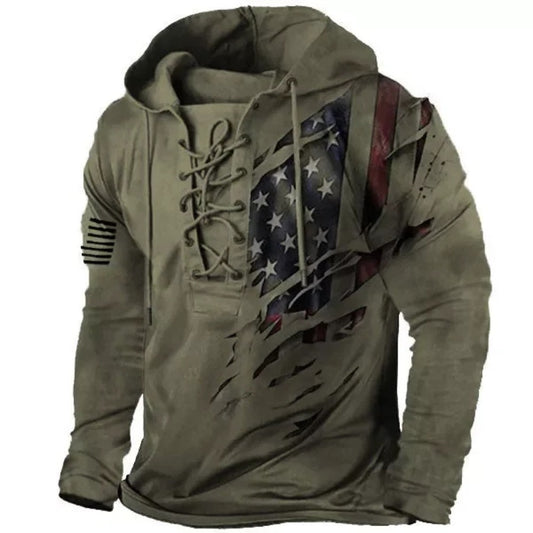 New Men's Drawstring Hoodie 3D Digital Print Casual Top