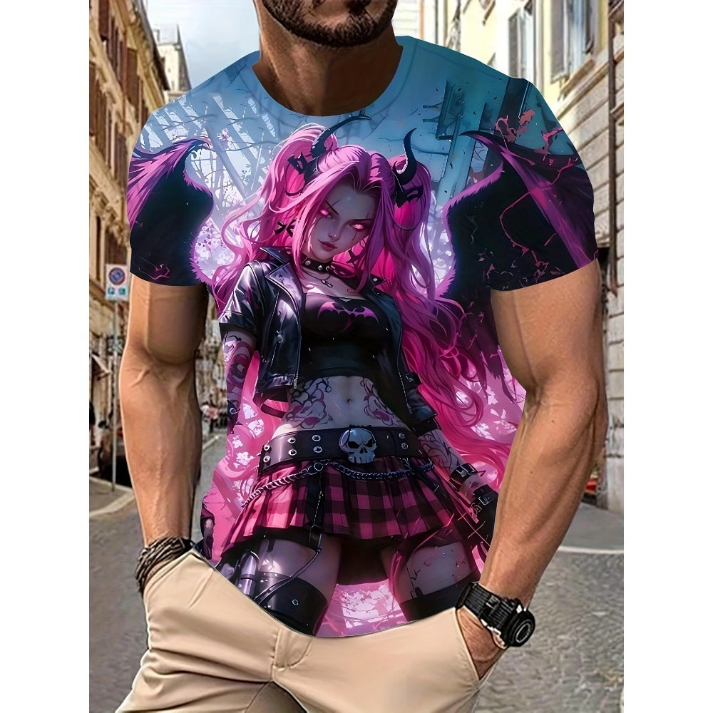 2023 Summer Pirate Theme 3D Print Oversized Men's Round-Neck Tee