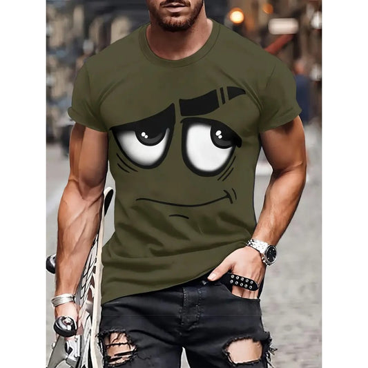 Hot New Men's 3D Digital Print Prank Ghost Short-Sleeve Tee