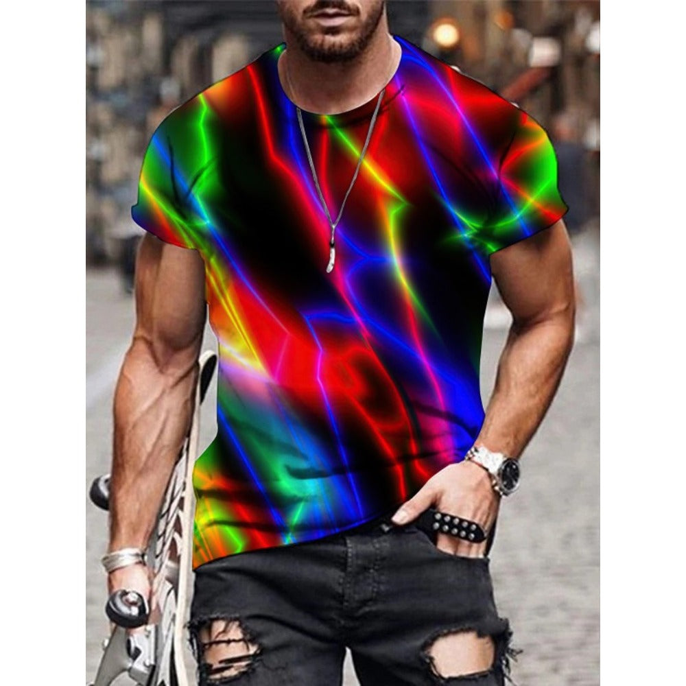 Men's 3D Printed Round-Neck Short-Sleeve T-Shirt (Summer Edition)