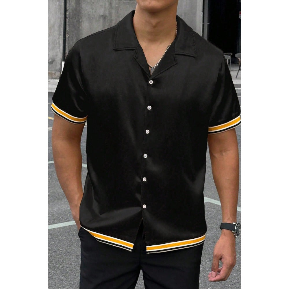 Satin Short Sleeve Men's Shirt Workwear Webbing Top Non-Iron Wrinkle-Resistant Business Casual
