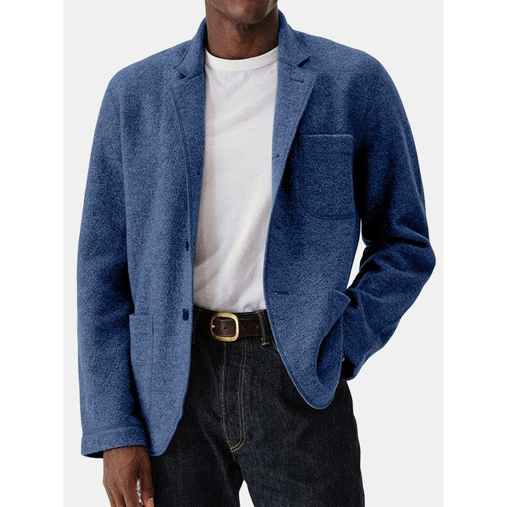 New Men's Solid Color Trendy Wool Blend Jacket