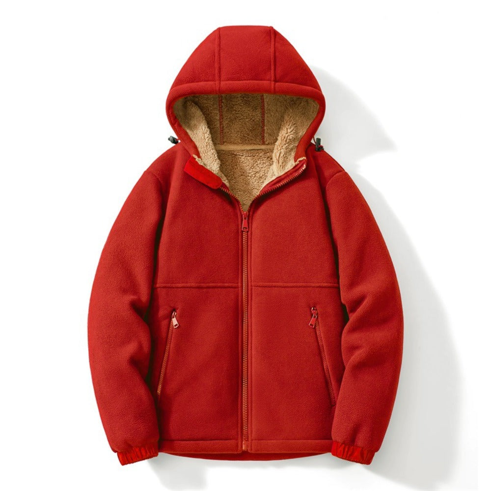Men's Fleece Jacket New Heavyweight Casual Sherpa-Lined Warm Zip-Up Hoodie