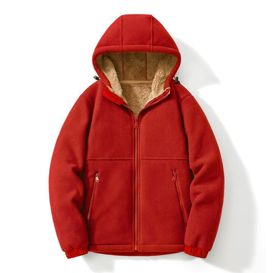 Men's Fleece Jacket New Heavyweight Casual Sherpa-Lined Warm Zip-Up Hoodie