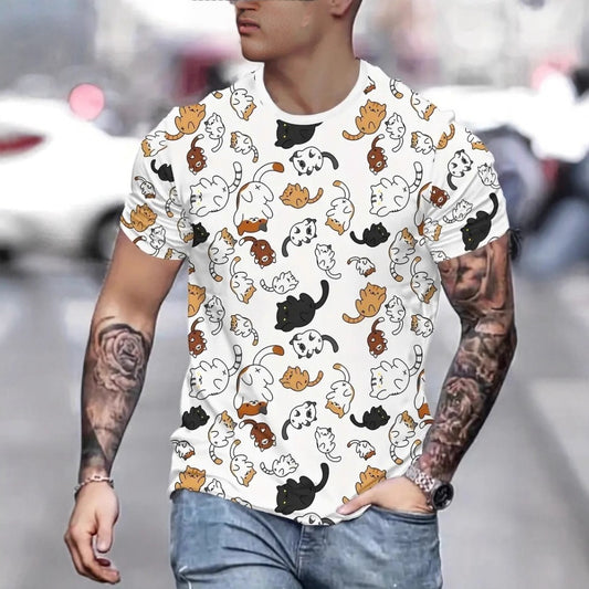 Men's Quick-Dry Polyester Round-Neck Letter Print Summer T-Shirt