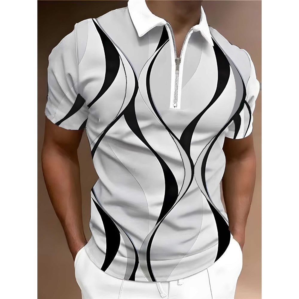 3D Print Men's Short Sleeve Polo Shirt