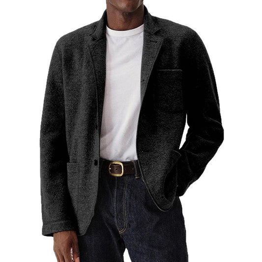 New Men's Solid Color Trendy Wool Blend Jacket