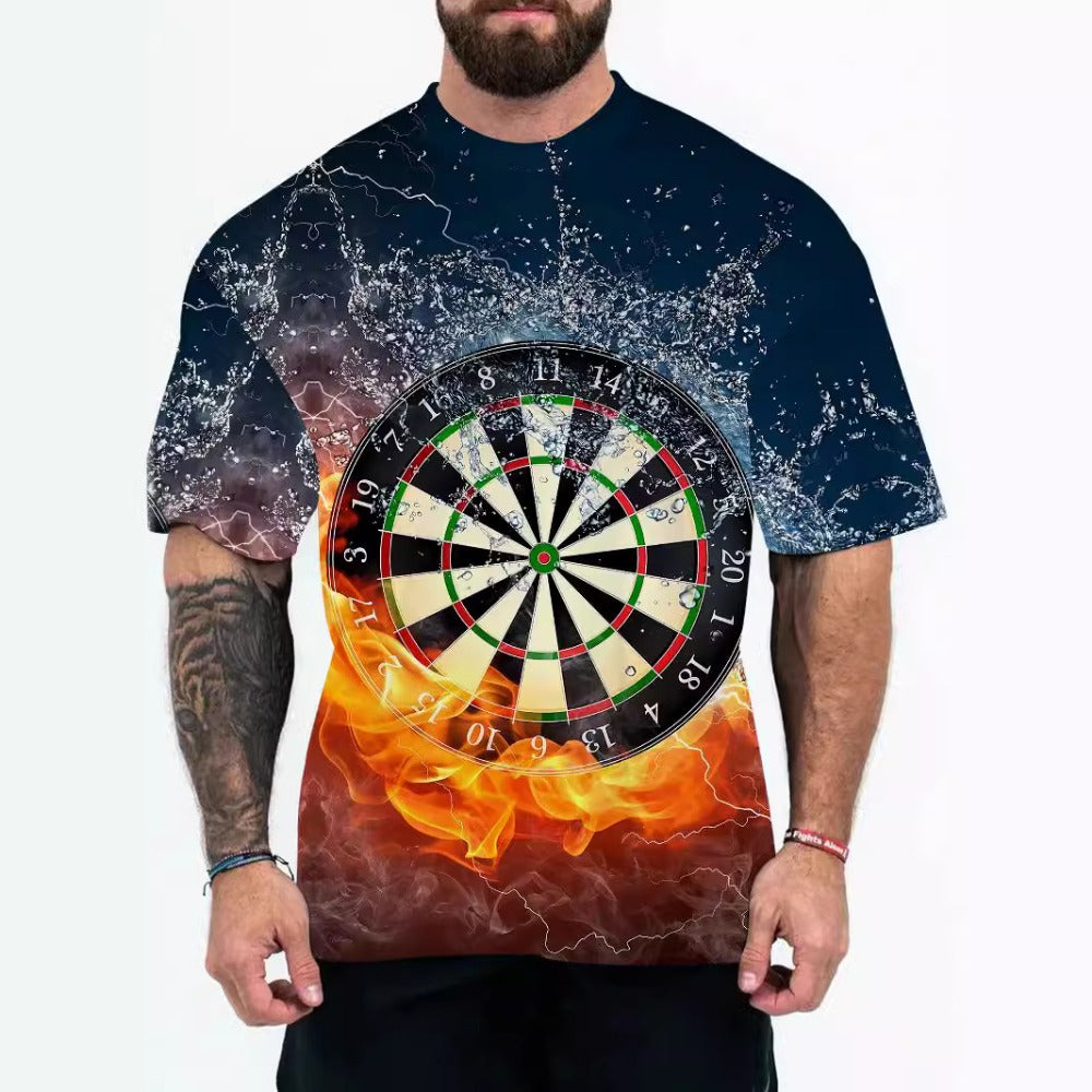 Street Style Men's Sportswear 3D Digital Print Loose Short-Sleeve Tee