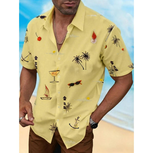 New Men's Printed Short Sleeve Shirt Regular Fit